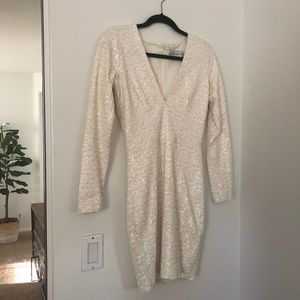 White and Cream Sequin Dress the Population Dress